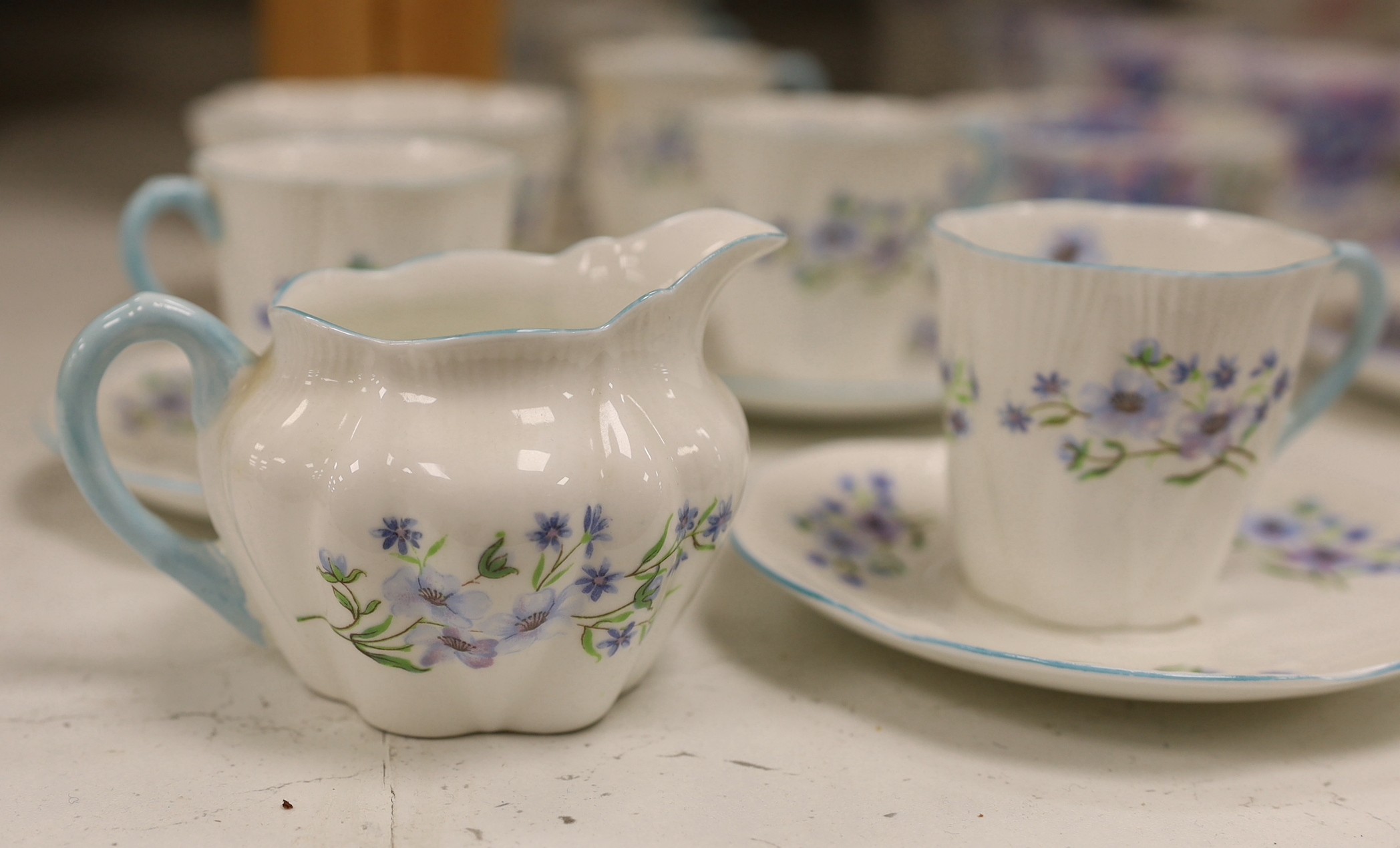 Three Shelley part services, ‘Apple Blossom’ 12287, ‘Blue Spray’ 13634 and ‘Blue Rock’ 13591